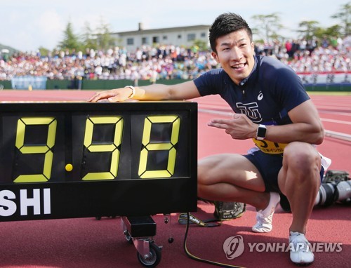 일본 육상 기류 요시히데, 100m 9초98 기록