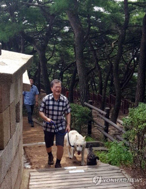 북악산 등반하는 문재인 대통령