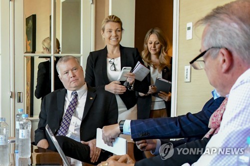 평양방문 기자간담회 갖는 비건 미 대북정책 특별대표