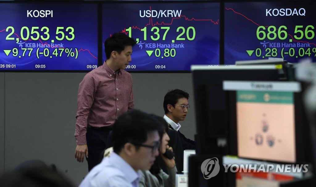 코스피 코스닥 하락세 유지