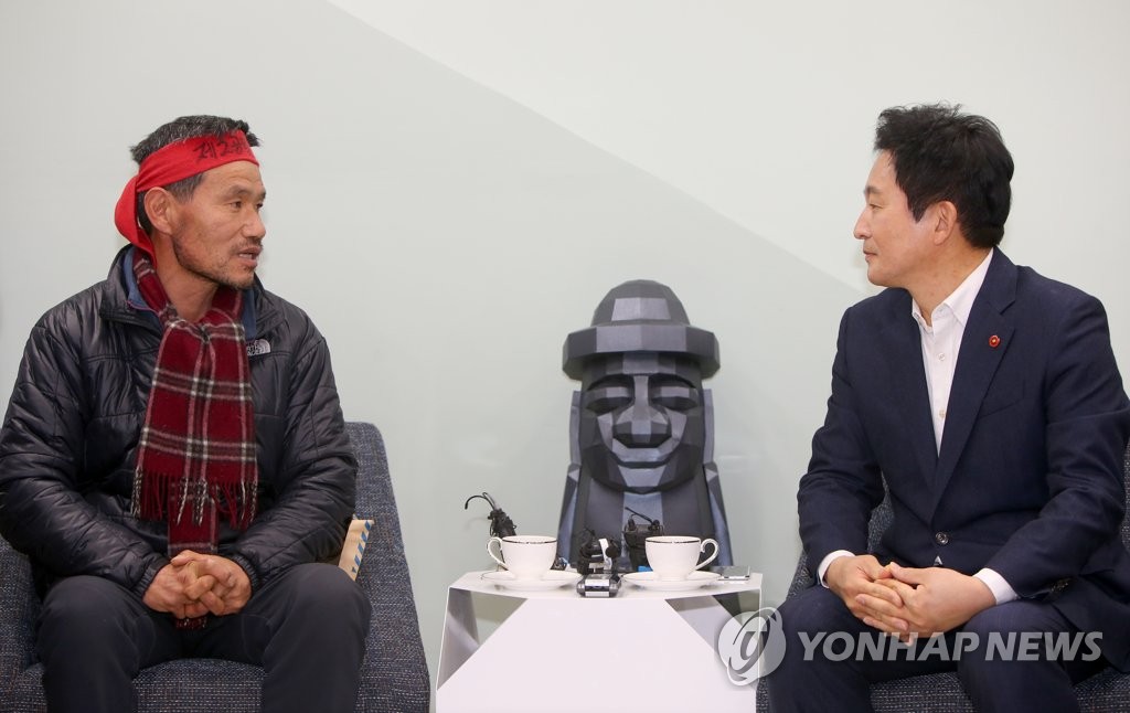원희룡 지사와 단식투쟁 김경배씨 면담
