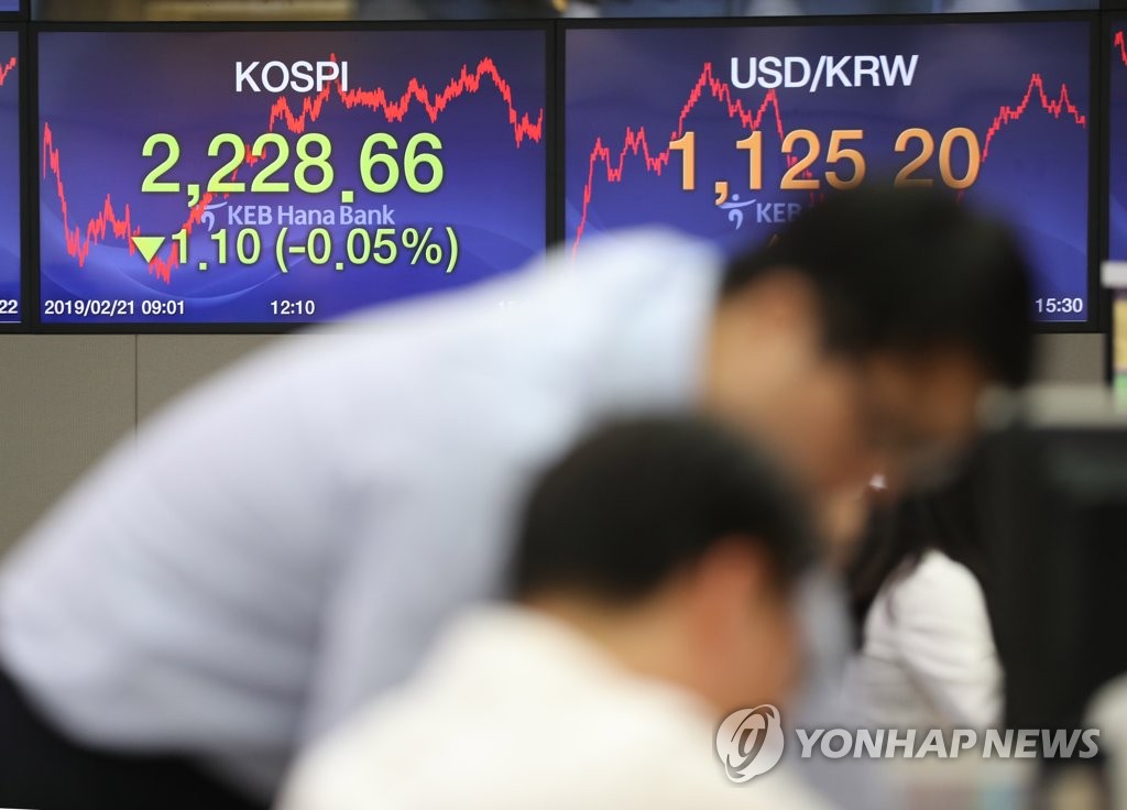 소폭 하락 마감한 코스피