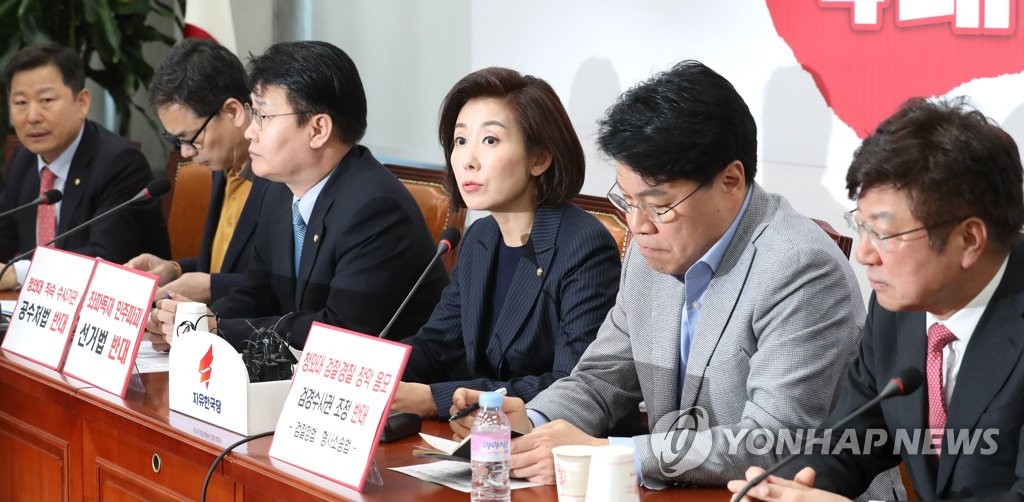 나경원 '선거법·공수처법 날치기 저지'