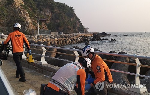 강릉서 승용차 바다에 추락