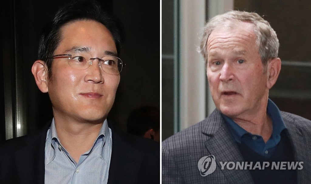 삼성 이재용, 부시 전 대통령 숙소서 단독면담…4년만에 재회