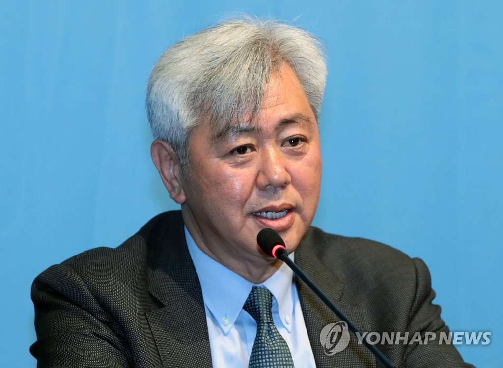 Andrew Kim, who retired in 2018 as the head of the Central Intelligence Agency's Korea Mission Center, speaks during a media session at the 2019 Global Intelligence Summit in Seoul on May 29, 2019. (Yonhap)