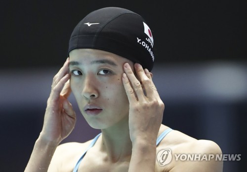 Japanese swimmer Yui Ohashi takes part in practice ahead of the FINA World Championships at Nambu University Municipal Aquatics Center in Gwangju, 330 kilometers south of Seoul, on July 18, 2019. (Yonhap)