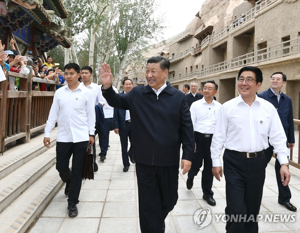 간쑤성 둔황 찾은 시진핑 중국 국가 주석