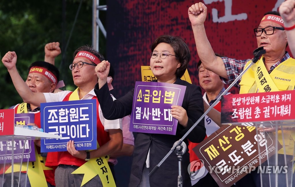 분양가상한제 소급적용 저지 총궐기대회 참석한 이혜훈 의원
