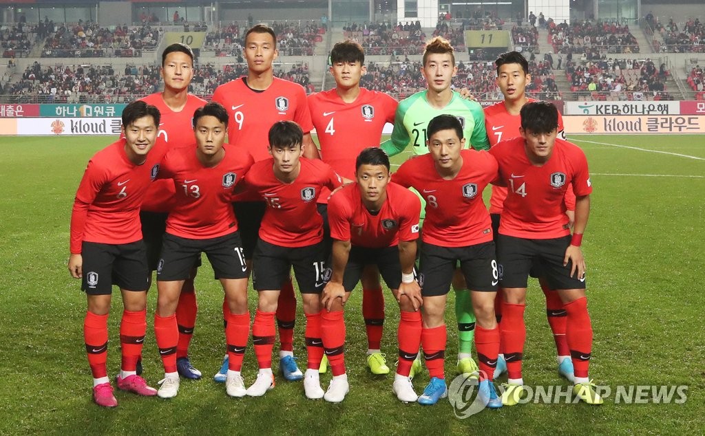 승리 다짐하는 한국 선수들