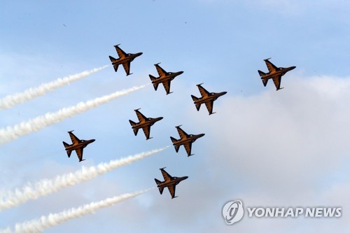 에어쇼 펼치는 블랙이글스