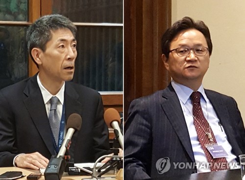 WTO 2차 양자협의 브리핑하는 한일 대표