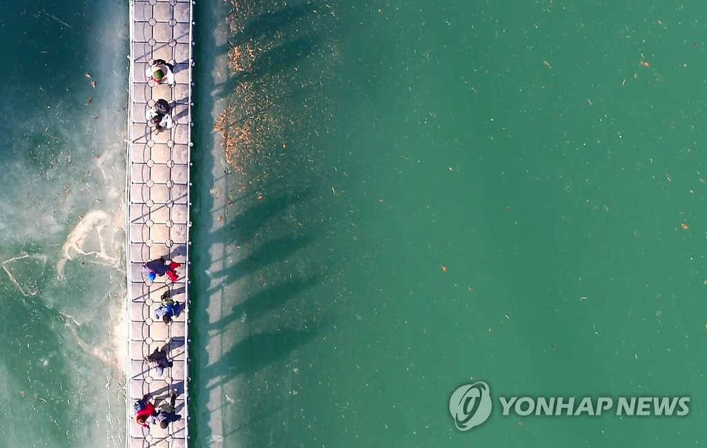 꽁꽁 얼어붙은 강 위를 걷다