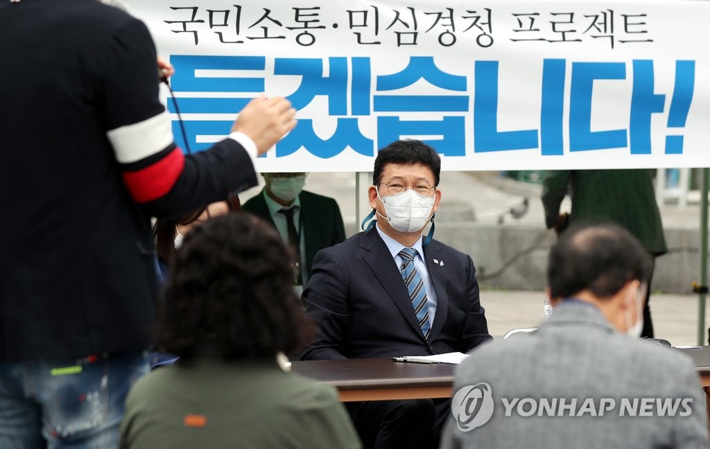 인천 상인들 민원 청취하는 송영길 대표