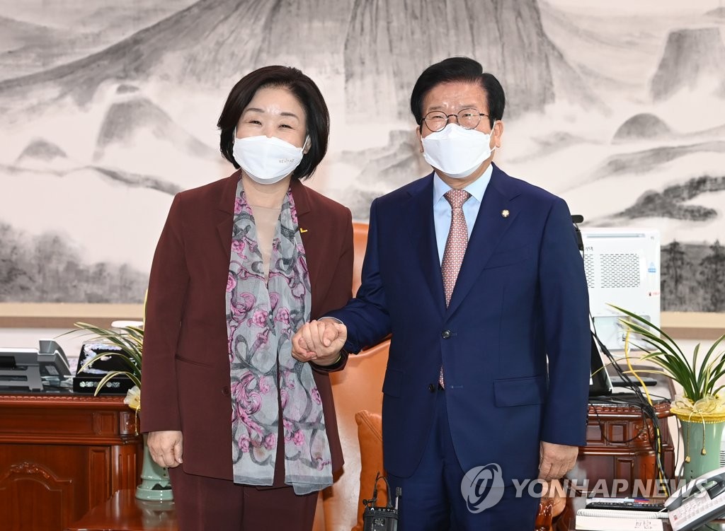박병석 국회의장 예방한 심상정 후보