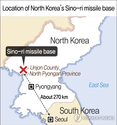 Location of North Korea's Sino-ri missile base