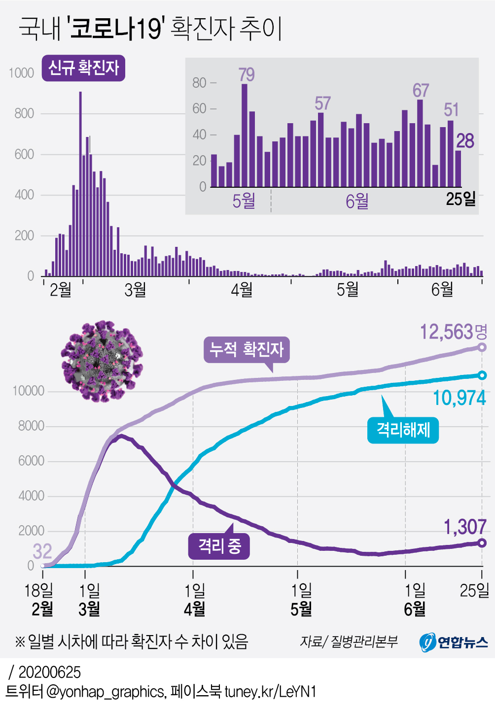 [그래픽] 국내 '코로나19' 확진자 추이