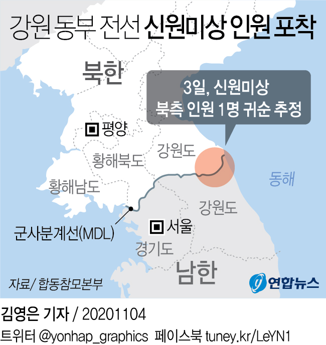 강원도 전방서 신원미상 1명 귀순 추정…아직 신병확보 안돼(종합) - 1