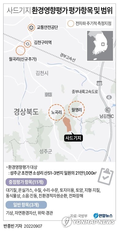 [그래픽] 사드기지 환경영향평가 평가항목 및 범위 | 연합뉴스