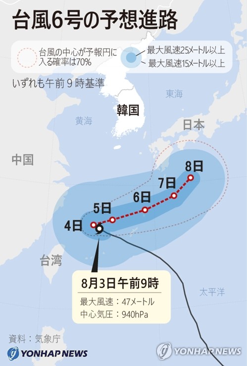 台風６号の予想進路