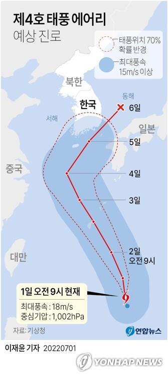 العاصفة الاستوائية «آيري» تؤثر على الأجزاء الجنوبية من كوريا الجنوبية الأسبوع المقبل - 1