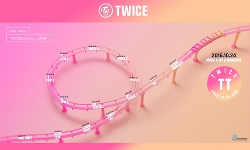 This image is a "TWICEcoaster:LANE1" prerelease promotions timetable provided by TWICE's agency, JYP Entertainment. (Yonhap) 