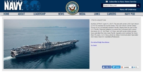 (LEAD) White House seeks to fend off criticism over Carl Vinson's whereabouts