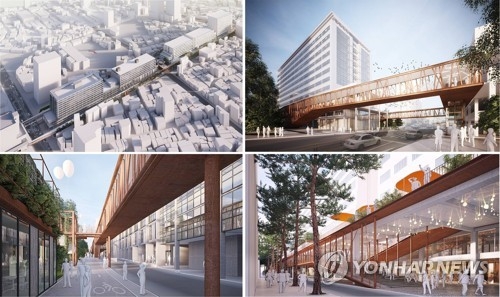 These images, provided on June 1, 2017, by the Seoul Metropolitan Government, show blueprints for a new Seun Sangga by the winner of a design contest run by the city. (Yonhap)
