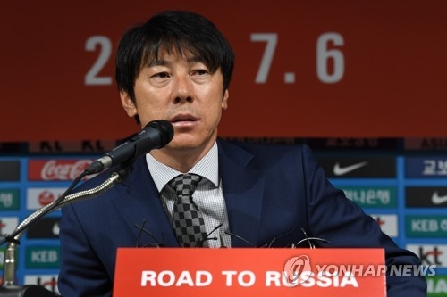New South Korea national football team head coach Shin Tae-yong speaks at a press conference at the Korea Football Association headquarters in Seoul on July 6, 2017. (Yonhap)