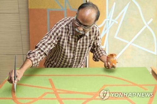 (Yonhap Interview) Indian artist completes his first work in Korea - 5