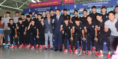 S. Korea's U-23 football team departs for Asian Games in Indonesia