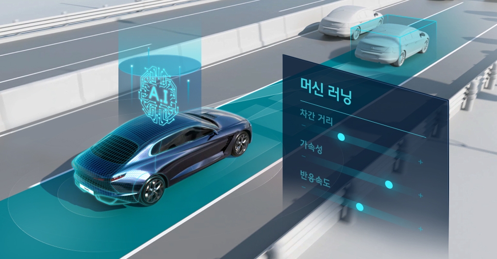This image provided by Hyundai Motor Group shows how the carmaker's smart cruise control-machine learning (SCC-ML) technology works. (PHOTO NOT FOR SALE) (Yonhap)