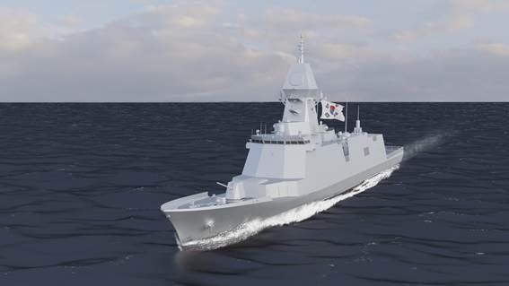 This image shows a frigate to be built by Hyundai Heavy Industries Co. (Yonhap)