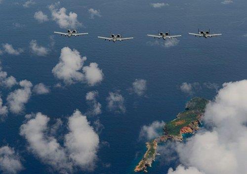 This photo uploaded on the Facebook page of Osan Air Base in South Korea on Aug. 21, 2020, shows its 51st Fighter Wing honing their flight skills in Guam from Aug. 10-21. (PHOTO NOT FOR SALE) (Yonhap)