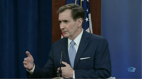 The captured image from the website of the Defense Department shows department press secretary John Kirby speaking at a press briefing held at the Pentagon on Jan. 28, 2021. (PHOTO NOT FOR SALE) (Yonhap)