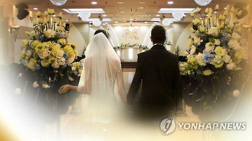 A composite photo provided by Yonhap News TV shows a wedding ceremony. (PHOTO NOT FOR SALE) (Yonhap)