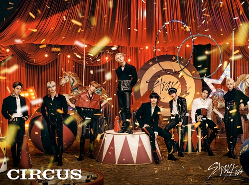 This photo provided by Sony Music Labels shows a promotional poster for K-pop group Stray Kids' upcoming new Japanese EP "Circus." (PHOTO NOT FOR SALE) (Yonhap)