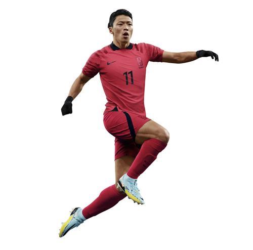 This image captured from Nike's website shows South Korean forward Hwang Hee-chan in the country's home kit for the 2022 FIFA World Cup. (PHOTO NOT FOR SALE) (Yonhap)