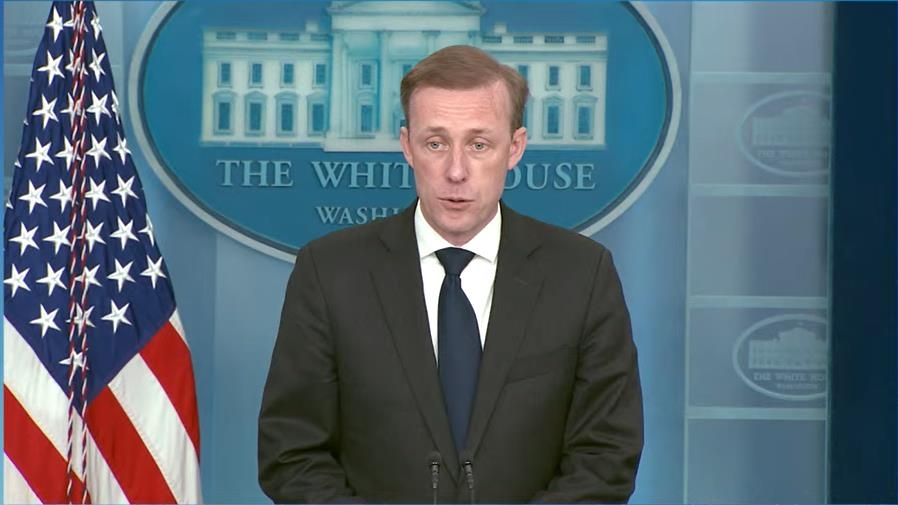 National Security Advisor Jake Sullivan is seen answering questions during a press briefing at the White House in Washington on Nov. 10, 2022 in this image captured from the website of the White House. (Yonhap)