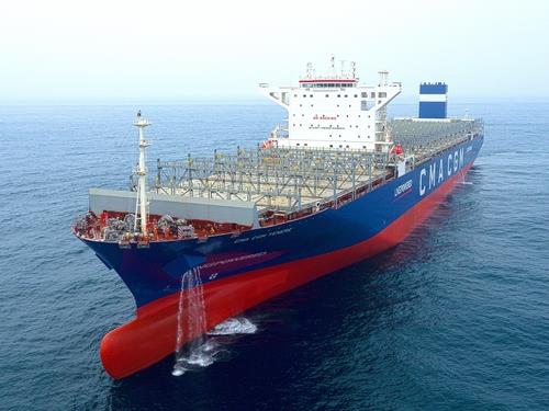 A container carrier built by Hyundai Samho Heavy Industries Co., one of Korea Shipbuilding & Offshore Engineering Co.'s three affiliates. (PHOTO NOT FOR SALE) (Yonhap) 