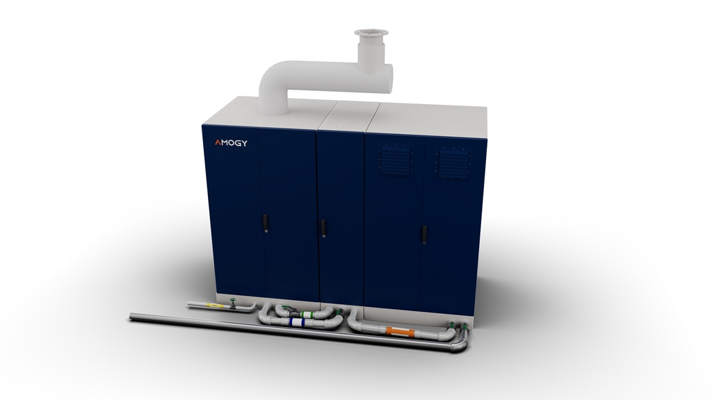 This image shows Amogy Inc.'s ammonia-based hydrogen fuel cell system, as provided by SK Innovation Co. on March 23, 2023. (PHOTO NOT FOR SALE) (Yonhap) 