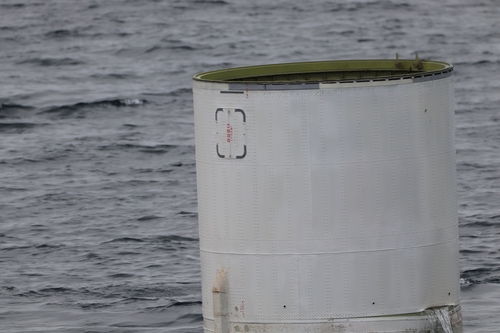 An apparent part of a purported North Korean space launch vehicle is seen in waters some 200 kilometers west of the southwestern island of Eocheong on May 31, 2023, in this photo provided by the Joint Chiefs of Staff. (PHOTO NOT FOR SALE) (Yonhap)