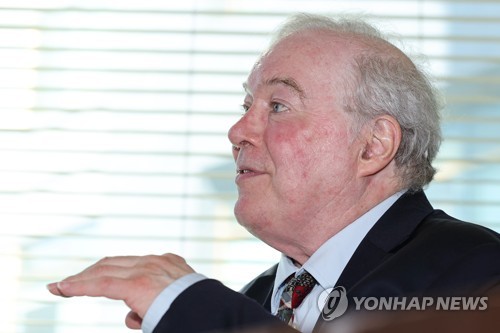 Paul Michael Taylor, director of the Asian Cultural History Program of the U.S. Smithsonian Institution's National Museum of Natural History, speaks during an interview with Yonhap News Agency at a Seoul hotel on May 23, 2023. (Yonhap)