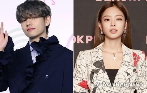 BTS' V (L) and BLACKPINK's Jennie are seen in these images provided by BigHit Music and YG Entertainment, respectively. (PHOTO NOT FOR SALE) (Yonhap)