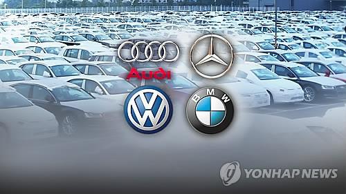 This CGI image shows the company logos of Audi, Mercedes-Benz, Volkswagen and BMW. (Yonhap)