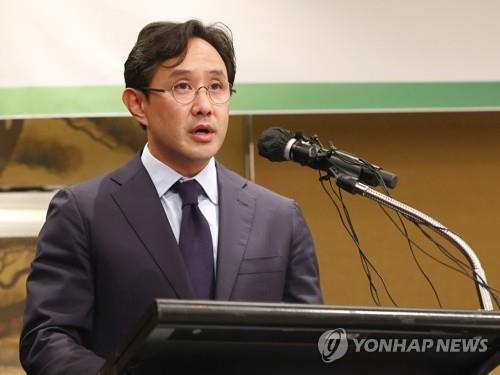 Choi Yun-beom, chair of Korea Zinc Inc., speaks during a press conference in Seoul on Oct. 2, 2024. (Yonhap)