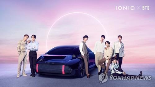 Hyundai Motor Co. a déclaré le lundi 31 août 2020 qu'il présentera une chanson pour sa marque de véhicules électriques Ioniq avec le groupe de K-pop Bangtan Boys (BTS). (Photo fournie par Hyundai-Kia. Revente et archivage interdits)