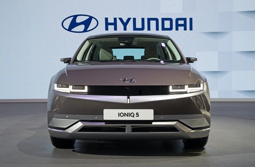 Hyundai Motor Co. dévoile son véhicule tout électrique Ioniq 5 à l'Auto Shanghai 2021, le lundi 19 avril 2021. (Photo fournie par Hyundai Motor Co. Revente et archivage interdits) 