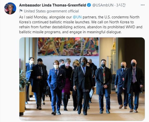 L'ambassadrice des Etats-Unis auprès de l'ONU, Linda Thomas-Greenfield, a exhorté la Corée du Nord à s'abstenir de provocations et à s'engager dans un dialogue significatif. 