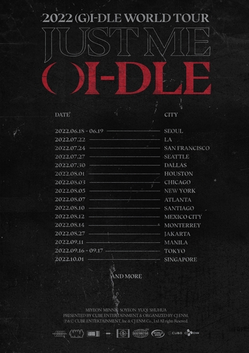 L'affiche de la première tournée mondiale de (G)I-dle. (Photo fournie par Cube Entertainement. Revente et archivage interdits)